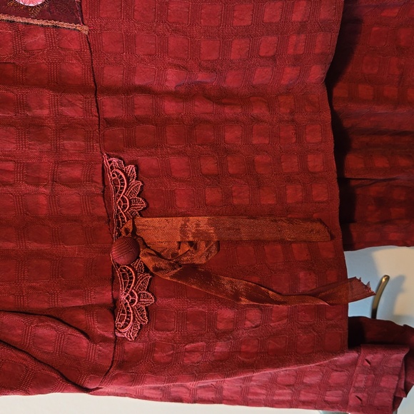 Burgundy Silk 80s/90s vintage pantsuit - Picture 5 of 7